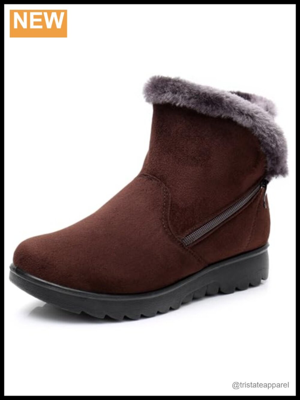 Winter Snow Boots Fur Lined Side Zipper Ankle Booties Outdoor Comfortable